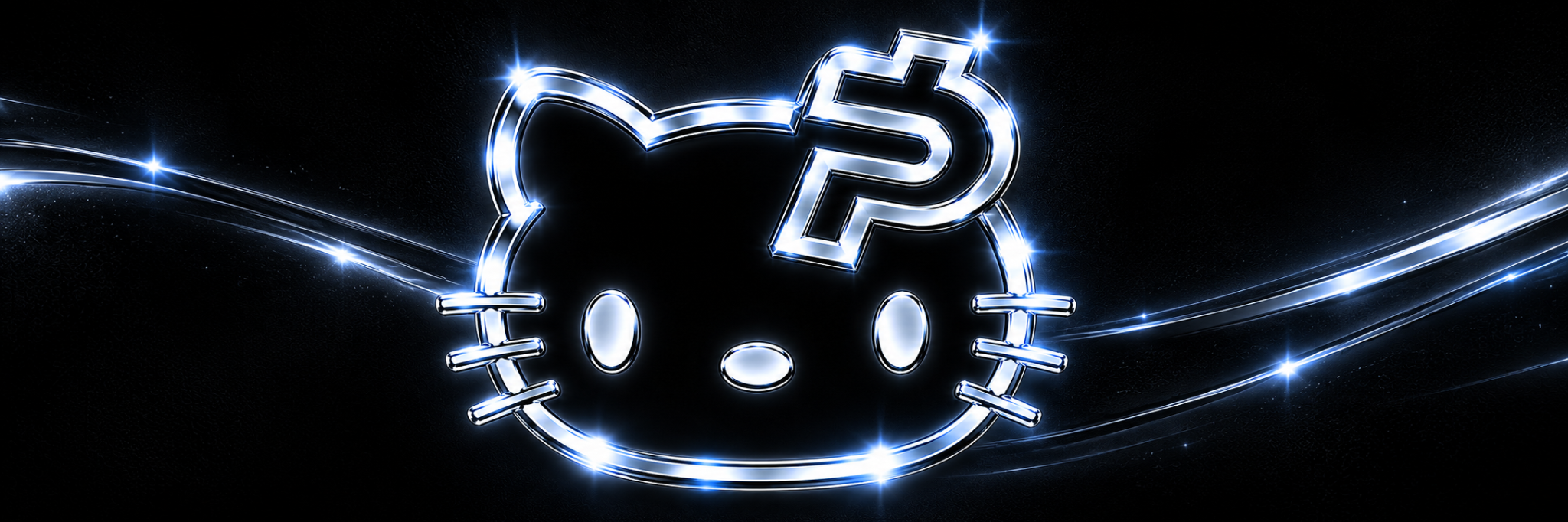 Wide Paidkitty chrome banner on a black starry background